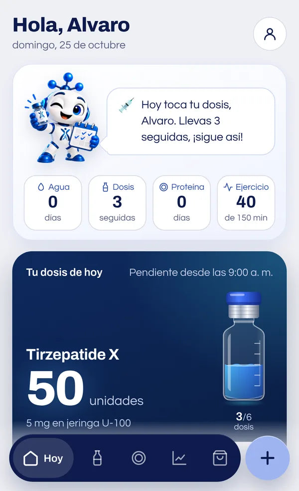Pantalla Hoy de la app con la dosis del día